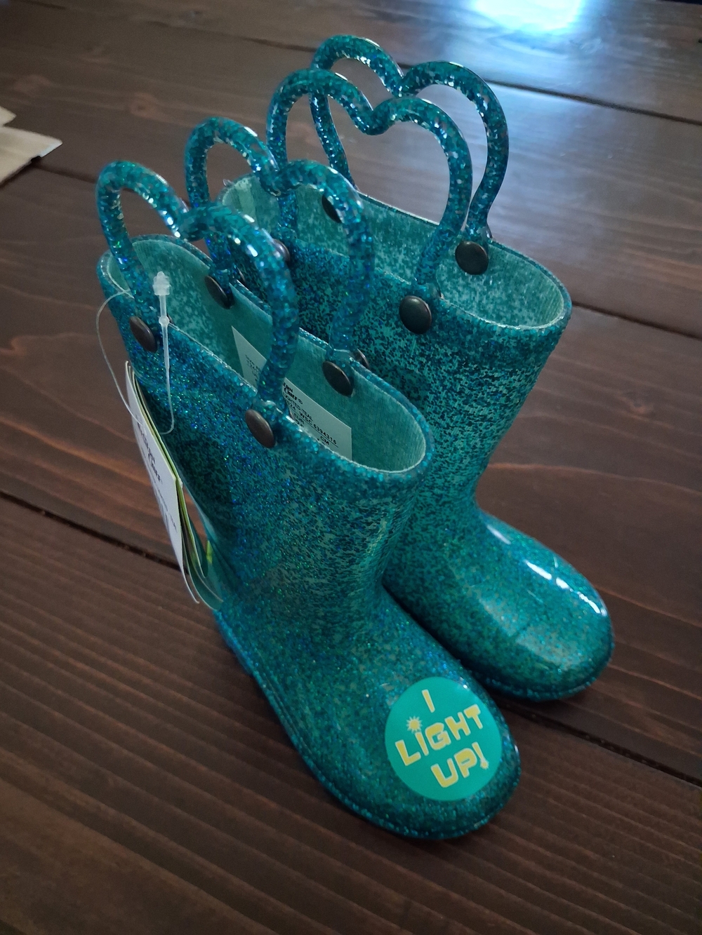 NWT Kids Toddler Light-Up Glitter Rain Boots - Teal
